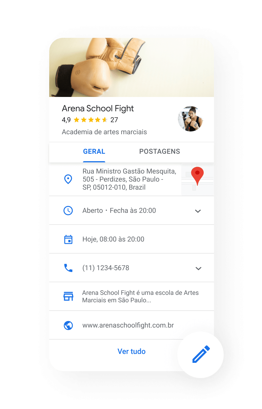Imagem com dados da empresa no Google Meu Negócio